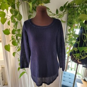 EUC Talbots See-through knit top in Navy size M bikini top